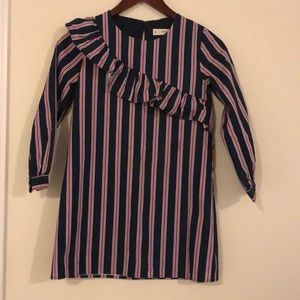 Girls stripe dress with ruffles. Size 7/8 yrs.